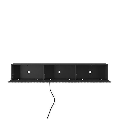KWPZQEB Wall Mounted Floating TV Stand with 16 Color LED for 55 60 65 Inch TV
