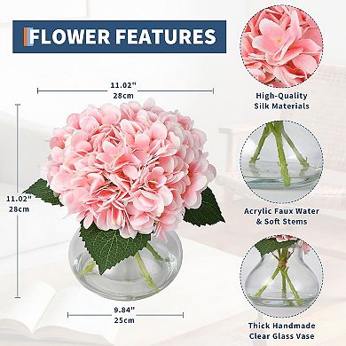 5 Stem Lifelike Hydrangea Silk Flowers for Home/Wedding