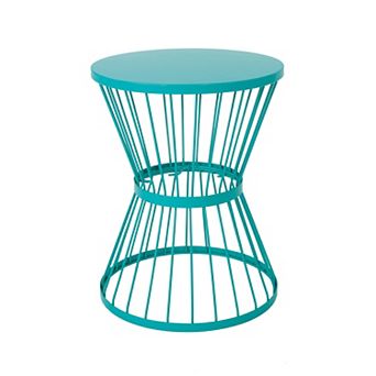 KWPZQEB Stainless Steel Hourglass Design Side Table, Outdoor Courtyard Furniture