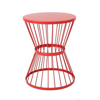 KWPZQEB Stainless Steel Hourglass Design Side Table, Outdoor Courtyard Furniture