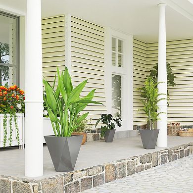 Set of 3 Stackable Tall Indoor Outdoor Planters with Drainage