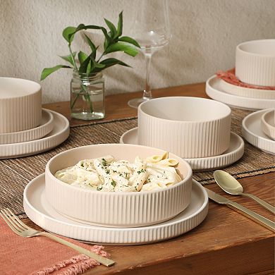 Gibson Elite Deerfield 16-Piece Stoneware Reactive Glaze Dinnerware Set