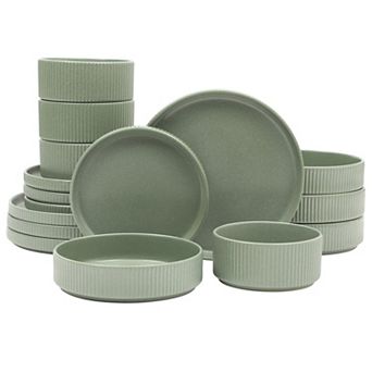Gibson Elite Deerfield 16 pc Stoneware Reactive Glaze Dinnerware Set