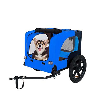 Foldable Pet Bike Trailer for Small/Medium Pets with Quick-Release Wheels