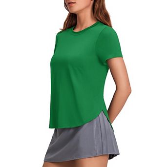 PINSPARK Women's Short Sleeve Workout T-Shirt UV Protection Lightweight Crewneck Yoga Top