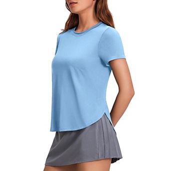 PINSPARK Women's Short Sleeve Workout T-Shirt UV Protection Lightweight Crewneck Yoga Top