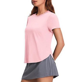PINSPARK Women's Short Sleeve Workout T-Shirt UV Protection Lightweight Crewneck Yoga Top