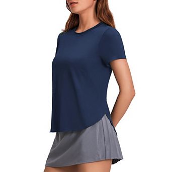 PINSPARK Women's Short Sleeve Workout T-Shirt UV Protection Lightweight Crewneck Yoga Top