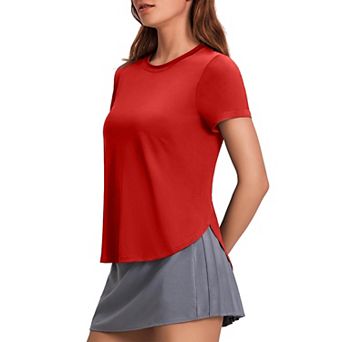 PINSPARK Women's Short Sleeve Workout T-Shirt UV Protection Lightweight Crewneck Yoga Top