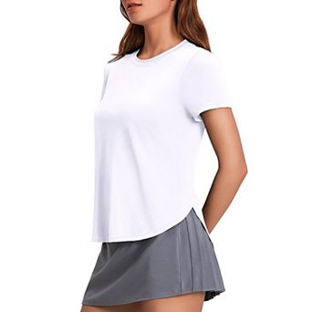 PINSPARK Women's Short Sleeve Workout T-Shirt UV Protection Lightweight Crewneck Yoga Top
