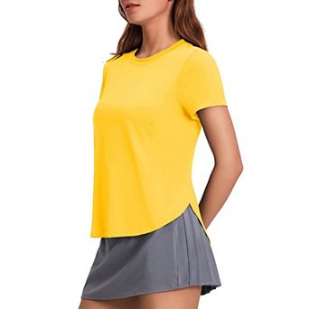PINSPARK Women's Short Sleeve Workout T-Shirt UV Protection Lightweight Crewneck Yoga Top