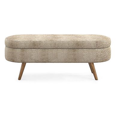 KWPZQEB Linen Ottoman Oval Storage Bench with Hidden Storage Space for Bedroom, Entryway