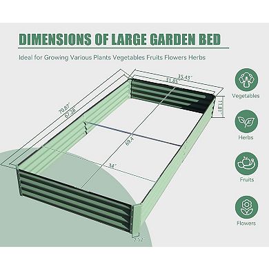 6 x 3 x 1 ft Galvanized Steel Raised Garden Bed Large Outdoor Metal Planter Box