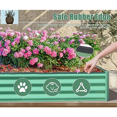 6 x 3 x 1 ft Galvanized Steel Raised Garden Bed Large Outdoor Metal Planter Box