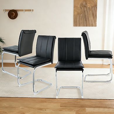 KWPZQEB Modern PU Leather Dining Chairs set of 4, Kitchen Chairs with Metal Legs for Dining Room