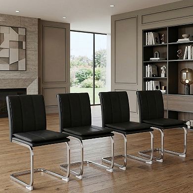 KWPZQEB Modern PU Leather Dining Chairs set of 4, Kitchen Chairs with Metal Legs for Dining Room