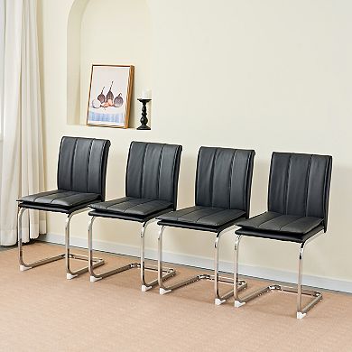 KWPZQEB Modern PU Leather Dining Chairs set of 4, Kitchen Chairs with Metal Legs for Dining Room