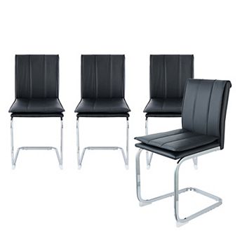 KWPZQEB Modern PU Leather Dining Chairs set of 4, Kitchen Chairs with Metal Legs for Dining Room