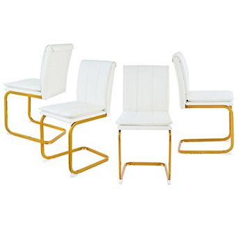 KWPZQEB Modern PU Leather Dining Chairs set of 4, Kitchen Chairs with Metal Legs for Dining Room