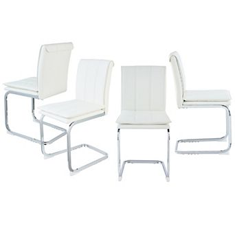 KWPZQEB Modern PU Leather Dining Chairs set of 4, Kitchen Chairs with Metal Legs for Dining Room