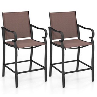 Set of 2 Fabric Bar Stools with 105° Backrest and Footrest