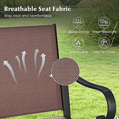 Set of 2 Fabric Bar Stools with 105° Backrest and Footrest