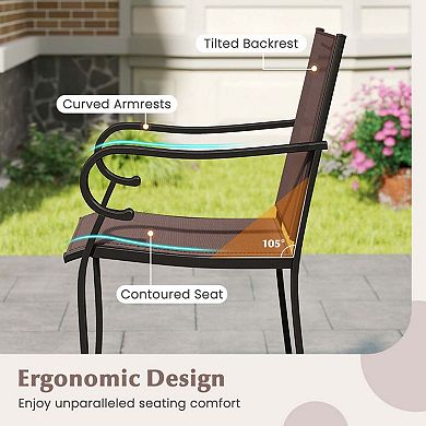 Set of 2 Fabric Bar Stools with 105° Backrest and Footrest