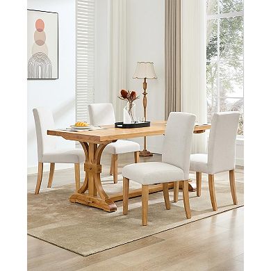 Modern Fabric Dining Chairs Set of 2 Upholstered Curved Backrest, for Kitchen/Dining Room