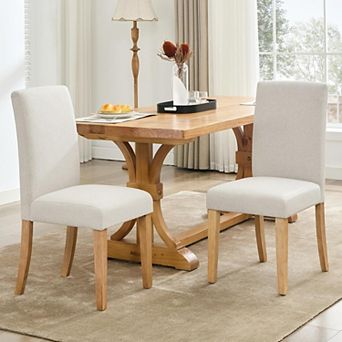 Modern Fabric Dining Chairs Set of 2 Upholstered Curved Backrest, for Kitchen/Dining Room