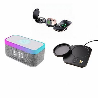 Sip & Charge Mug Warmer, All-in-One Alarm Clock & 5-in-1 Folding Charging Station