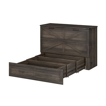 KWPZQEB Farmhouse Murphy Cabinet Bed with Charging Station & Drawer for Guest-Room, Full Size