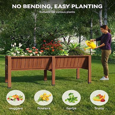 Wooden Elevated Garden Bed Planter Box with Heavy Duty Legs Tool Hooks 300lb Capacity for Patio