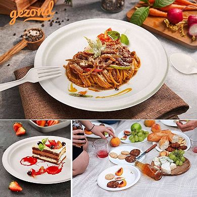 Compostable Dinnerware Kit: 250pcs Eco Friendly Plates, Cutlery for Parties