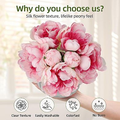 Silk Champagne Peony in Glass Vase with Faux Water