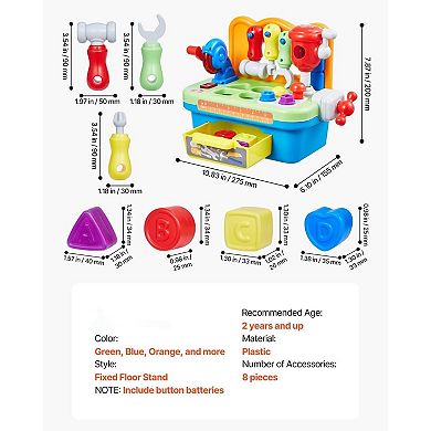 Musical Kids Workbench with Lights, Sounds, Tools, and Shape Blocks Ages 2 years and Up