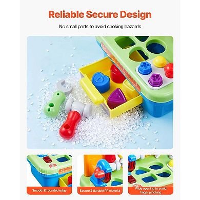 Musical Kids Workbench with Lights, Sounds, Tools, and Shape Blocks Ages 2 years and Up