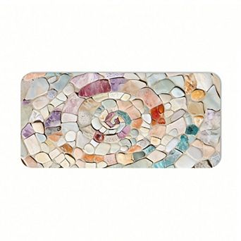 Colorful Mosaic Stone Floor Mat, Durable Non-Slip Bathroom Floor Mat.