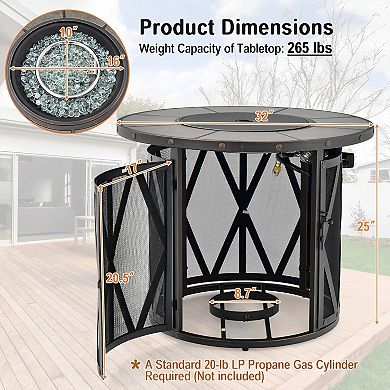 32 Inch Propane Fire Pit Table 30000 BTU Outdoor Gas Fire Table