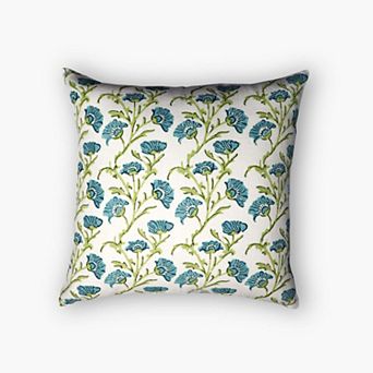 Bella Throw Pillow Cover Olive Green & Blue