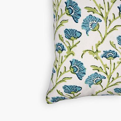Bella Throw Pillow Cover Olive Green & Blue