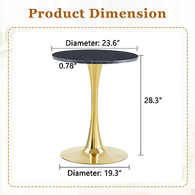 Heybly Round Dining Table, 23.6" Tulip Table with Thickened Top, Coffee Table for Kitchen