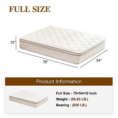 KWPZQEB 12 Inch Hybrid Mattress with Memory Foam and Pocket Spring, Medium Firm