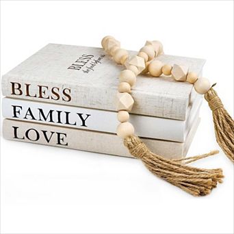 Linen Covered Decor Books Set of 3 for Coffee Table Shelf