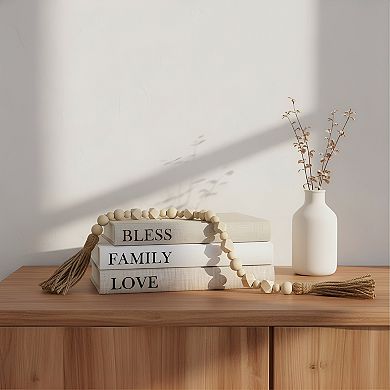 Linen Covered Decor Books Set of 3 for Coffee Table Shelf