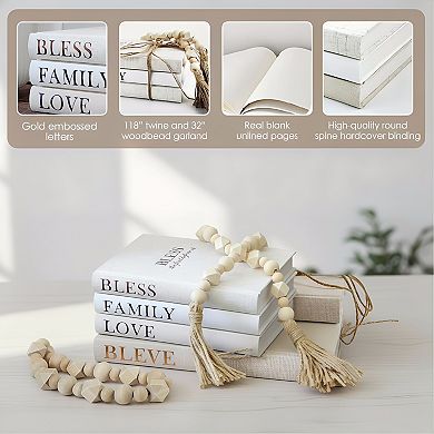 Linen Covered Decor Books Set of 3 for Coffee Table Shelf