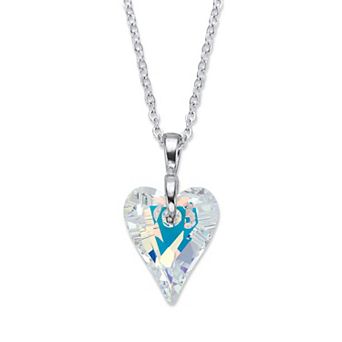 Crystal Silvertone Heart Shaped Necklace 18"-19"