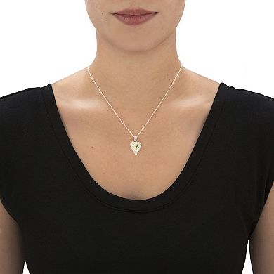 Crystal Silvertone Heart Shaped Necklace 18"-19"