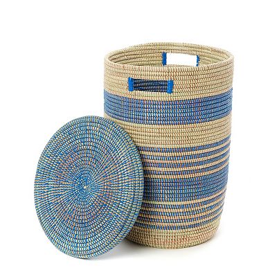 Set of Three Striped Hampers