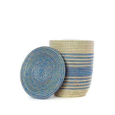 Set of Three Striped Hampers