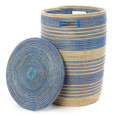 Set of Three Striped Hampers